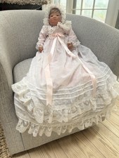 Lee Middleton Reva Schick Baby Doll abito da battesimo in pizzo rosa 1996 firmato