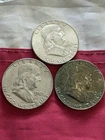 1963 D Franklin Half Dollar 90%Silver Business Strike Coins Lot of 3 ￼ #29,33,34