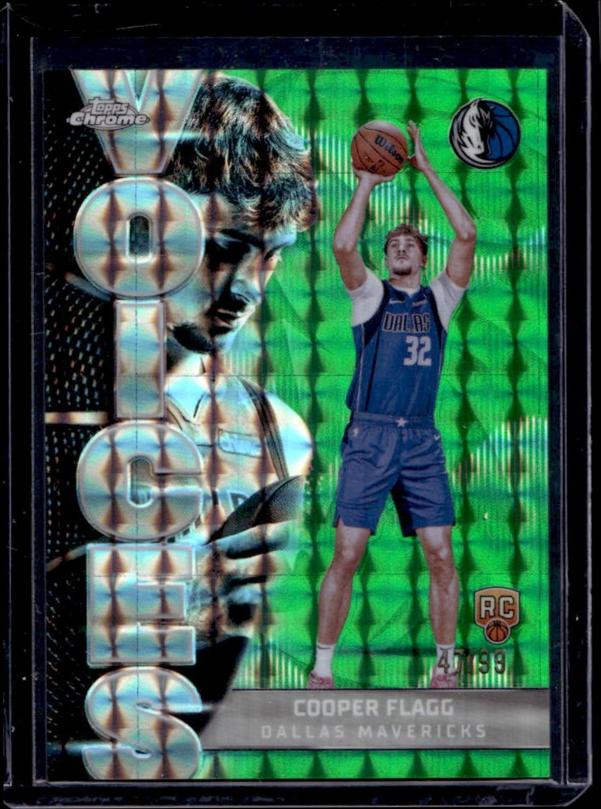 2025-26 Topps Chrome Cooper Flagg Voices RC Geometric Green Refractor #47/99