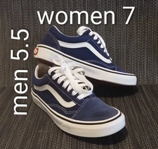 VGUC Vans Off The Wall Shoe Men 5.5 Women 7 Old Skool Sneaker Blue Suede Low Top