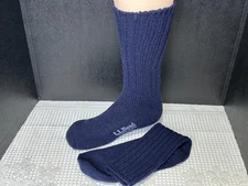 AUTHENTIC LL BEAN WARM WOOL RAGG CREW SOCKS ~ NAVY BLUE ~ MEN 9-12 WOMENS 10-12