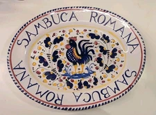 Sambuca Romana Italian Pasta Platter W/ Rooster Design 15" Oval  DERUTA ITALY 