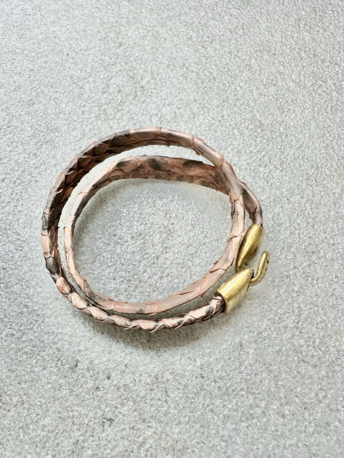 Genuine PYTHON Snakeskin Signed Hook Clasp Wrap B… - image 7