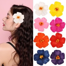 8PCS Hibiscus Flowers for Hair Artificial Floral Clips for Women Girls Cute S...