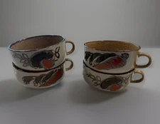 Vintage 70s /Otagiri /Carrot-Mushroom / Stoneware/ Soup bowl-Mugs/ Set of 4