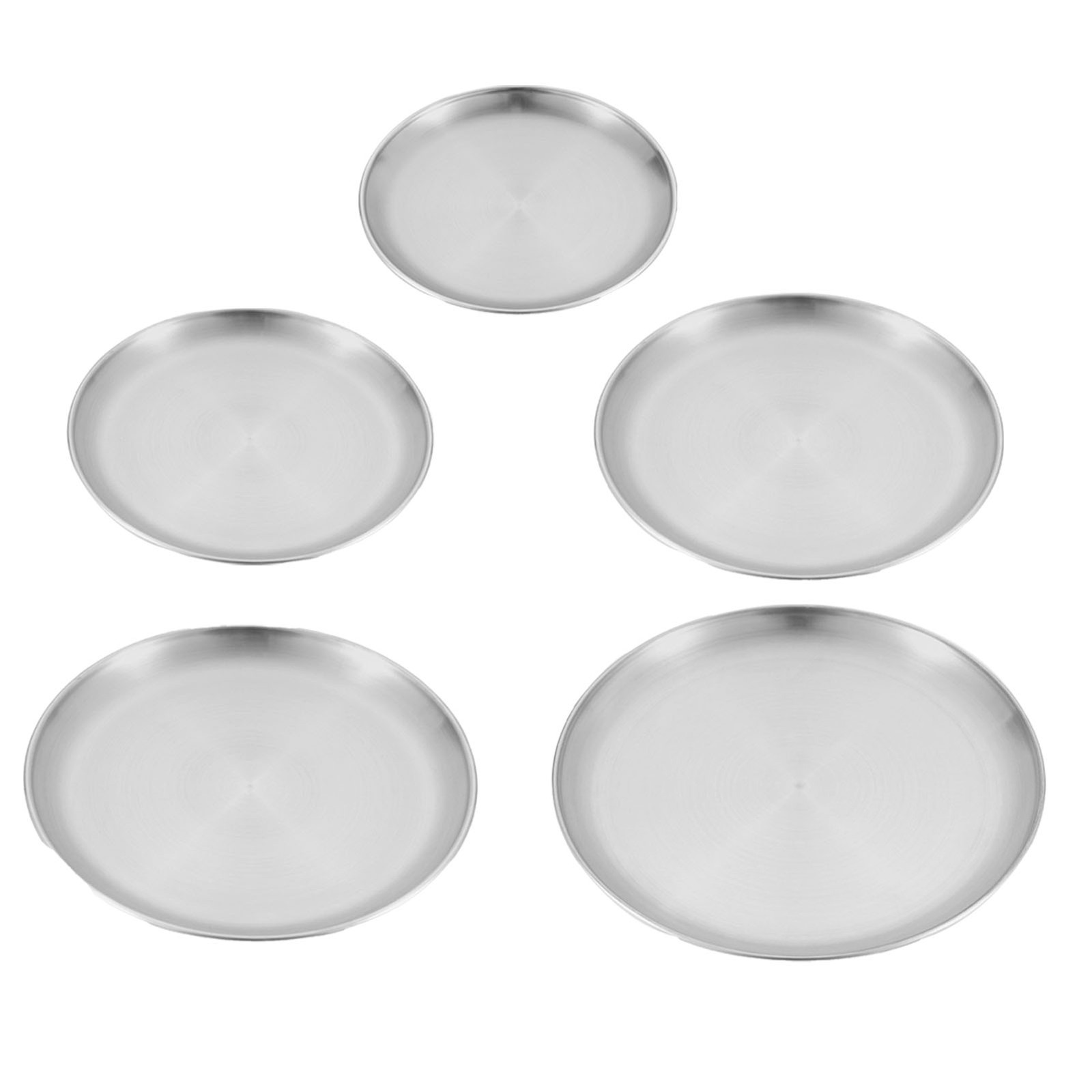 Outdoor Picnic Stainless Steel Dinner Plates Set Round Shallow Barbecue Plate