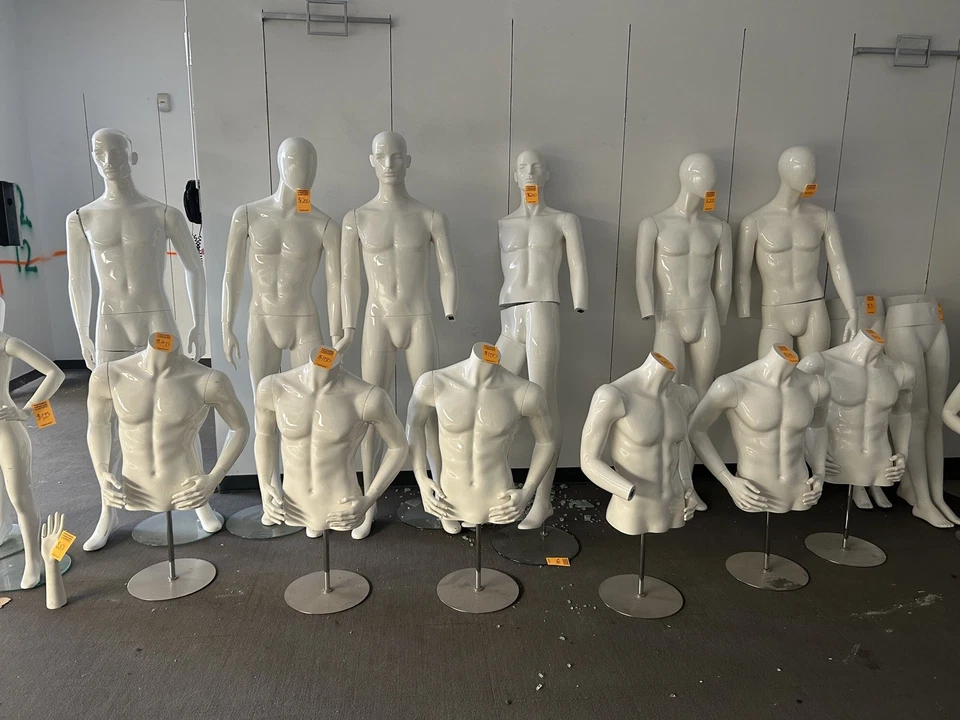 Maniquí de fibra de vidrio de cuerpo completo de 6 pies moderno y abstracto masculino y femenino, soportes Foto 4 de 4