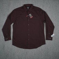 Van Heusen Men's Dress Shirt Burgundy XL 17-17.5 Classic Fit Stretch Easy Care