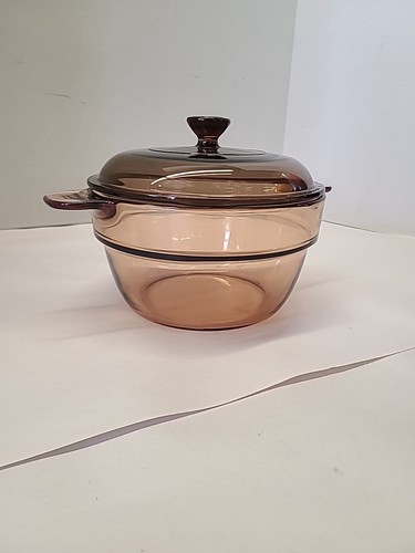 Corning Ware France Vision Pyrex V-20-B Amber Double Boiler Insert with Lid - Picture 2 of 14