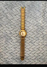 SWISROS Damen Armbanduhr Quarz Metallarmband Gold Weiß rund Ref. 5030-21 3 ATM