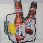 Vintage Bud Dry Beer Metal Tin Sign Anheuser Busch Draft Beer Bottles 25" x 18"