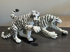 Lot 2 - White Siberian Tiger Safari Ltd 12" Figure Vintage Black Stripes PVC