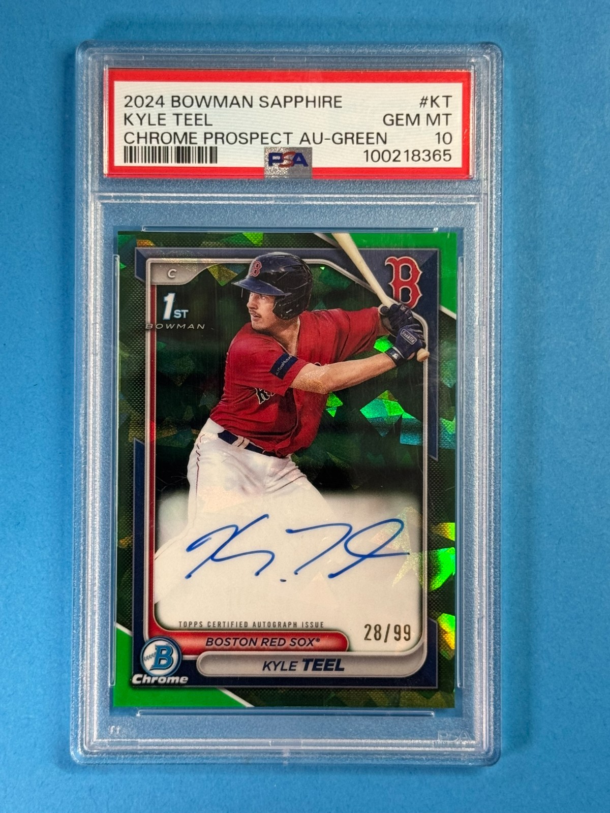 2024 Bowman Sapphire Edition Chrome Auto Kyle Teel #BSPA-KT Green /99 PSA 10