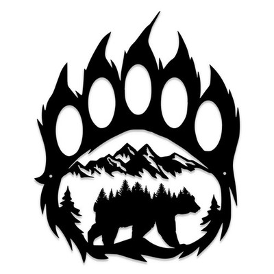 Rustic Cabin Hunting Bear Paw Decor - Metal Bear Wall Art, 14.5 x 11.8 inches...