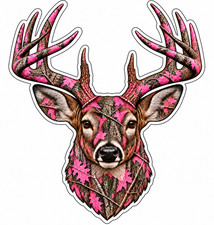 Pink Camo Whitetail Deer Sticker Deer Hunter Gift St 009