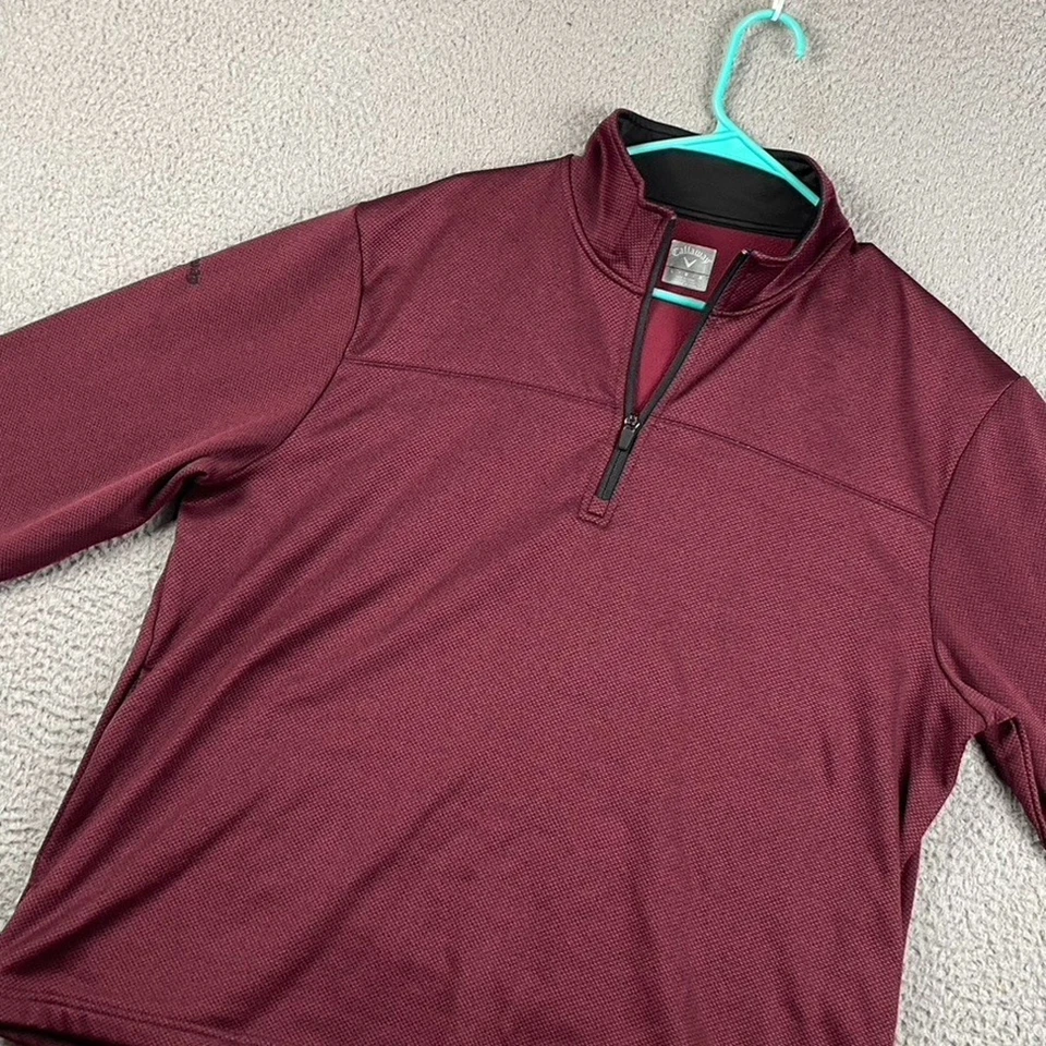 Callaway 1/4 Zip Pullover Sweater Men's Large Red Athletic Preppy Sports Golf - Image 4 of 4