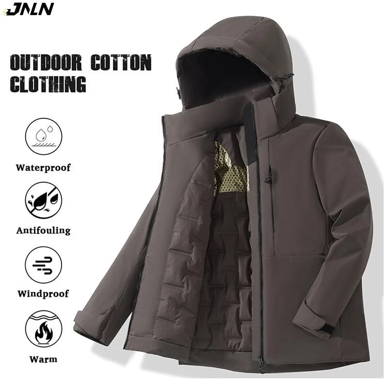 JNLN Waterproof Fleece Jacket Windproof Thermal Hiking Ski Coat Men Women Winter