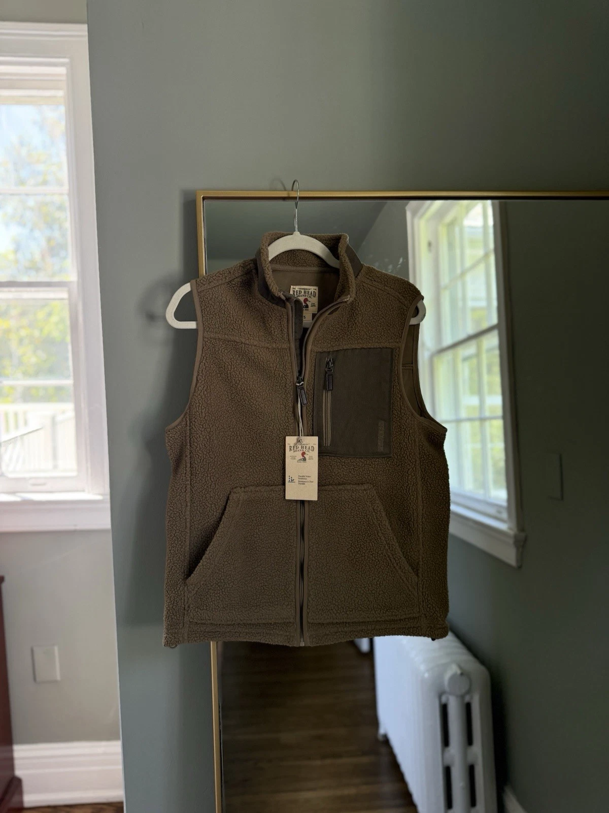 Red Head Berber Fleece Tan Vest UniSex Small New With Tags