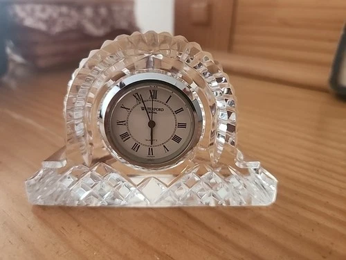 WATERFORD CRYSTAL Vintage Small Classic Desk Mantel Clock Beautiful