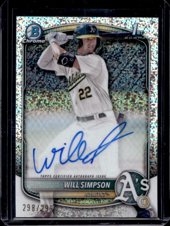 2025 Bowman Will Simpson Chrome Auto Speckle Refractor 1st Prospect #298/299