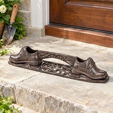 Sungmor Cast Iron Boot Scraper, 17in Decorative Shoe Design for Porch and Garden