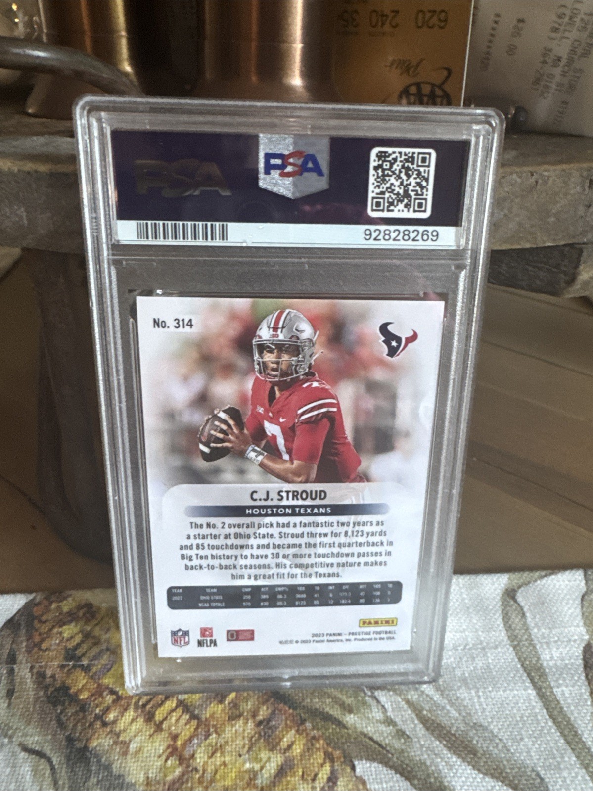 CJ Stroud  2023 PANINI PRESTIGE ROOKIE  PSA 10 view 2