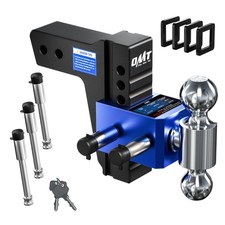Adjustable Trailer Hitch 2.5 Receiver 6 Drop Rotatable Dual Ball Mount Black