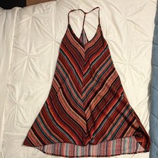 SheIn Women's S Multicolor Striped V-Neck Strappy Slip Dress Short