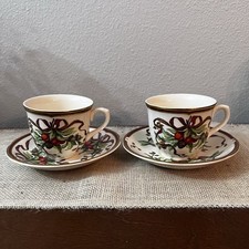 TWO Tiffany Holiday Christmas Cup and Saucer Rare Authentic