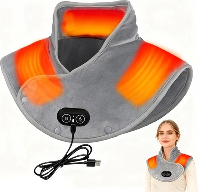 KOLGEIKJ Kabelloser Nackenwärmer mit Wärme & Massage – 3 Stufen, tragbar, Büro/Unterwegs