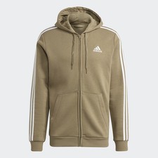 adidas men Essentials Fleece 3-Stripes Full-Zip Hoodie