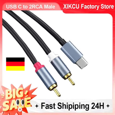USB-C auf Chinchkabel 2x RCA Cinch Stecker Audio Stereo Y Splitter Adapterkabel