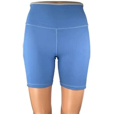 Wilo The Label Women's Blue Mid Rise Athletic Workout Running Biker Shorts Sz S