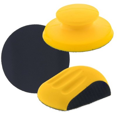 5'' Round & Mouse-Shaped Hand Sanding Block Pads, Hook & Loop, 2-Way PSA Adapter