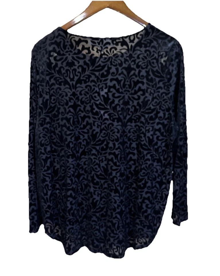 Blusa Chelsea & Theodore Terciopelo Burnout Top Talla 1X Elastizada Capricho Vacaciones Foto 2 de 4