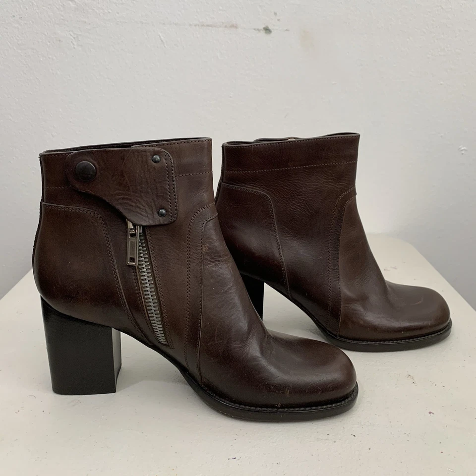 Rick Owen's 棕色皮革短靴女式 10 码 — 第 2/4 张图片