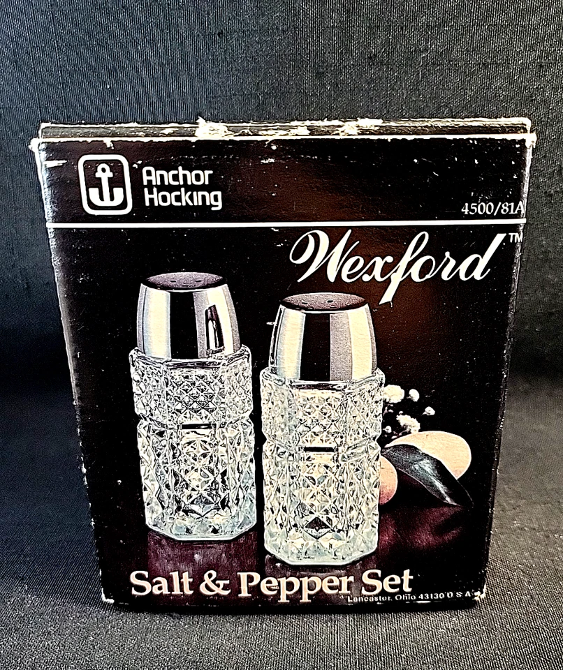 Salero y pimentero Anchor Hocking Wexford diamante transparente 4" en caja original  Foto 4 de 4