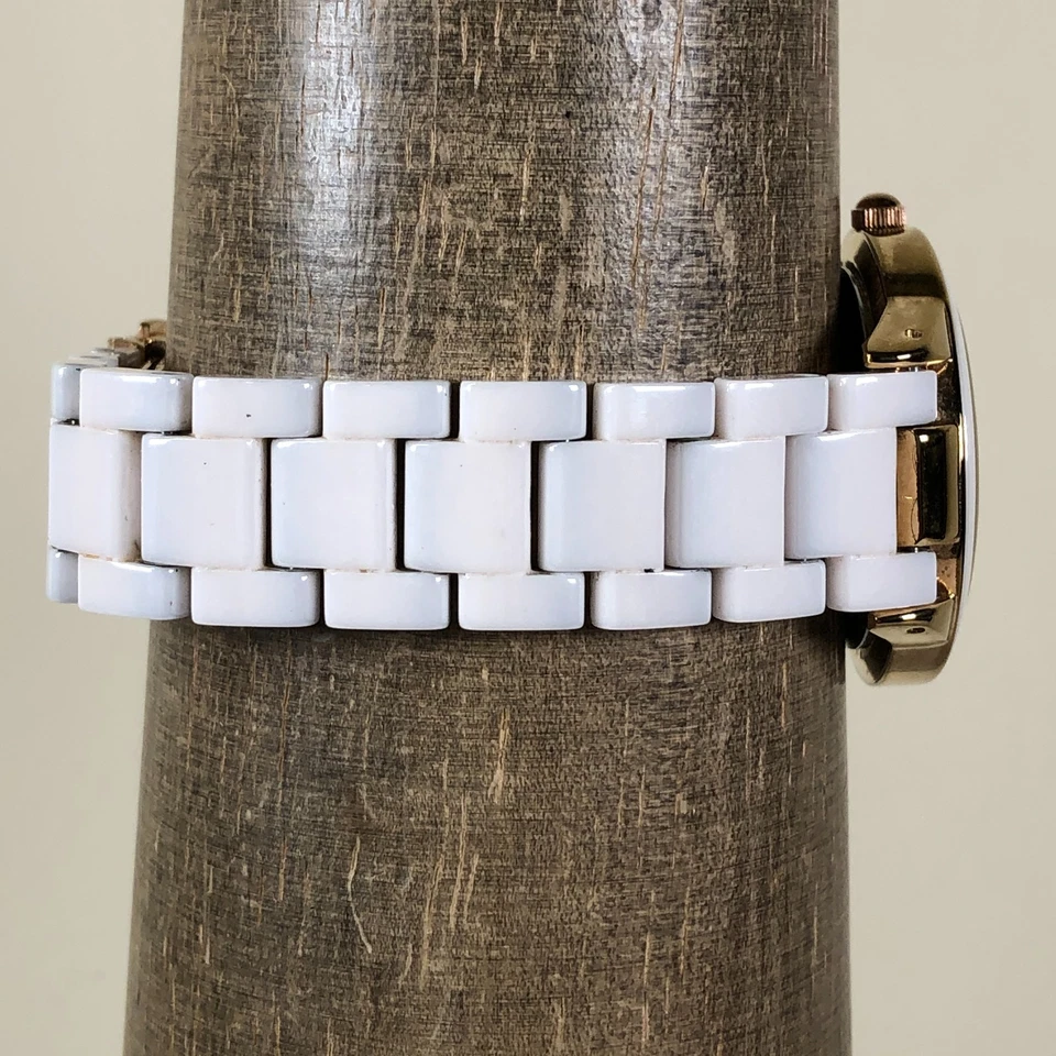 Anne Klein Women 10/9344 Dress White Ceramic Band Quartz Analog 35mm Watch 7" - Image 3 of 4