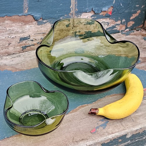 Vintage Anchor Hocking Green Chip and Dip Set w/o stacking bracket - Picture 1 of 18