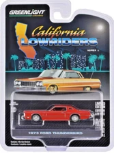 GREENLIGHT 1/64 1973 FORD THUNDERBIRD RED W/GRAPHICS LOWRIDER SERIES #6 63070-E
