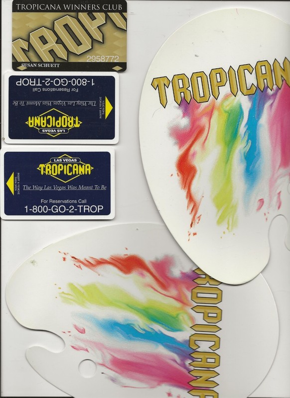 TROPICANA LAS VEGAS, 3 CARDS, 2 PALETTE HANDHELD FANS