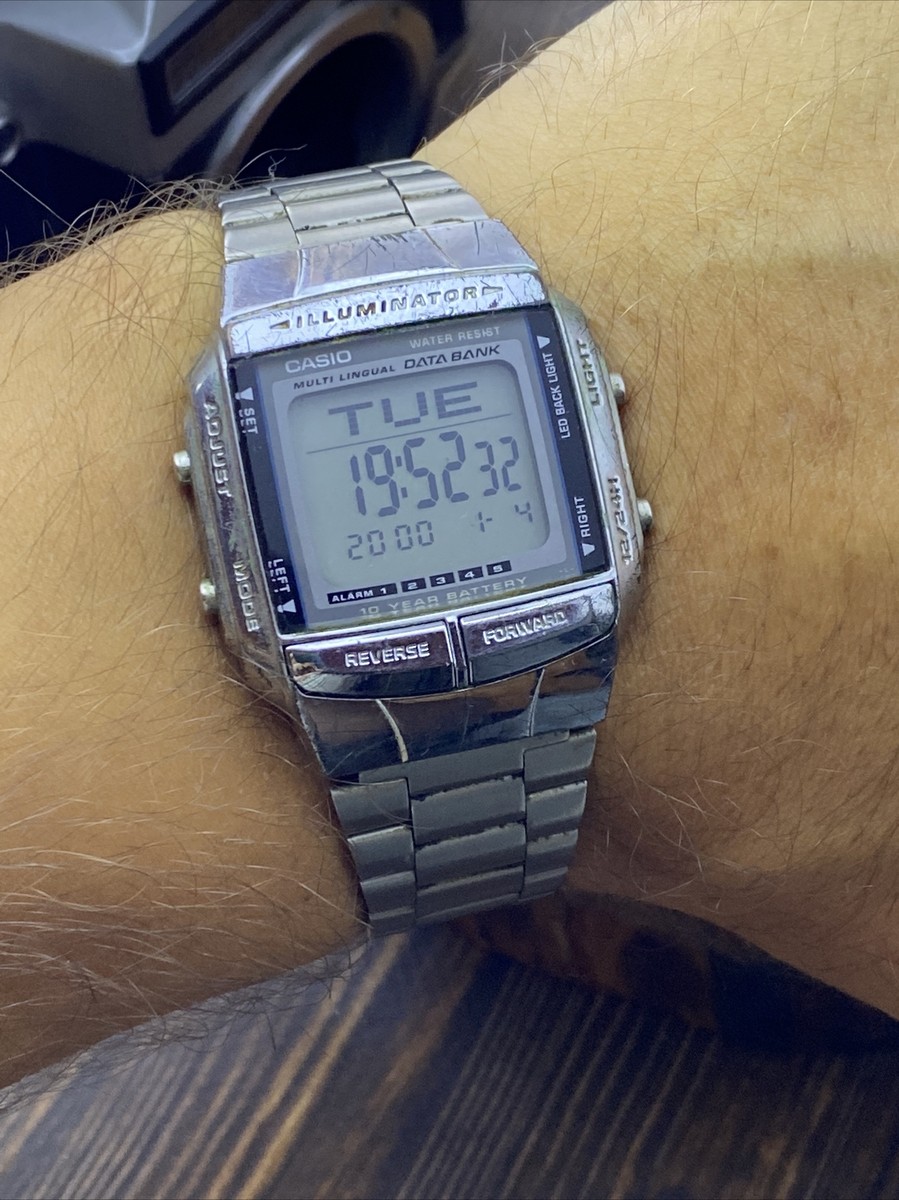 CASIO Illuminator 2515 DB-360 Data Bank Silver Tone Quartz Digital