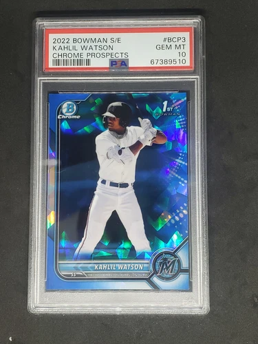 2022 Bowman Chrome Sapphire Khalil Watson 1st Prospect #BCP-3 Marlins PSA 10