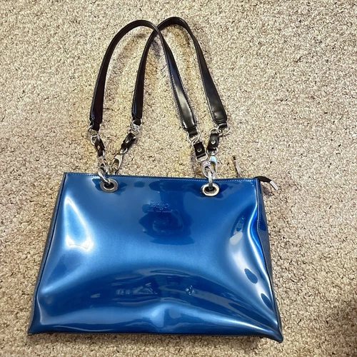 Beijo Purse Shoulder Bag Combination Faux Patent Leather Blue