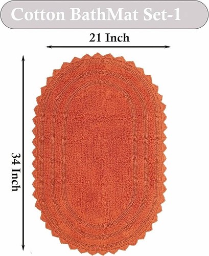 Royal Blaze Bath Mat Crochet Reversible Washable Plush Rug - Oval Medium 21"x34" - Picture 28 of 44