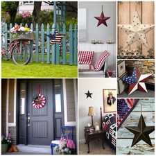 Metal Barn Star Hanging Wall Decor 4th July Memorial Day Patriotic decorations