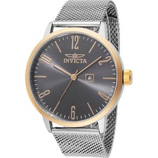 Invicta Men's Watch Specialty Quartz Charcoal Dial Silver Steel Bracelet 48938