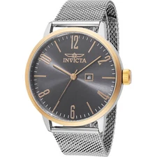 Invicta Men's Watch Specialty Quartz Charcoal Dial Silver Steel Bracelet 48938