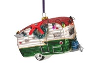 Gift Company: HäNger Wohnwagen Aus Glas, GrüN/Weiß 12 X 5 X 7 Cm Weihnachten