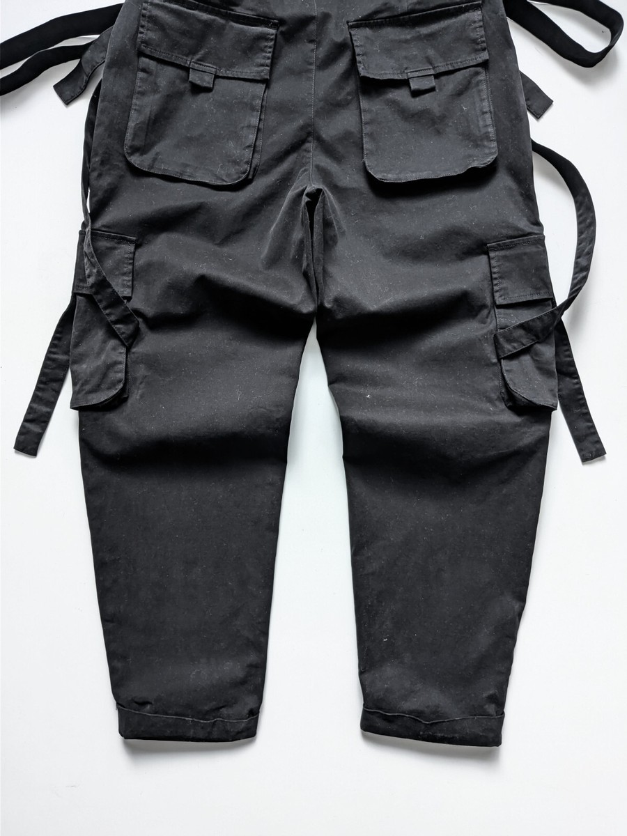 【archive】y2k bondage wide cargo pants Vintage Tripp NYC Wide Leg Black Bondage Pants Sz M Goth